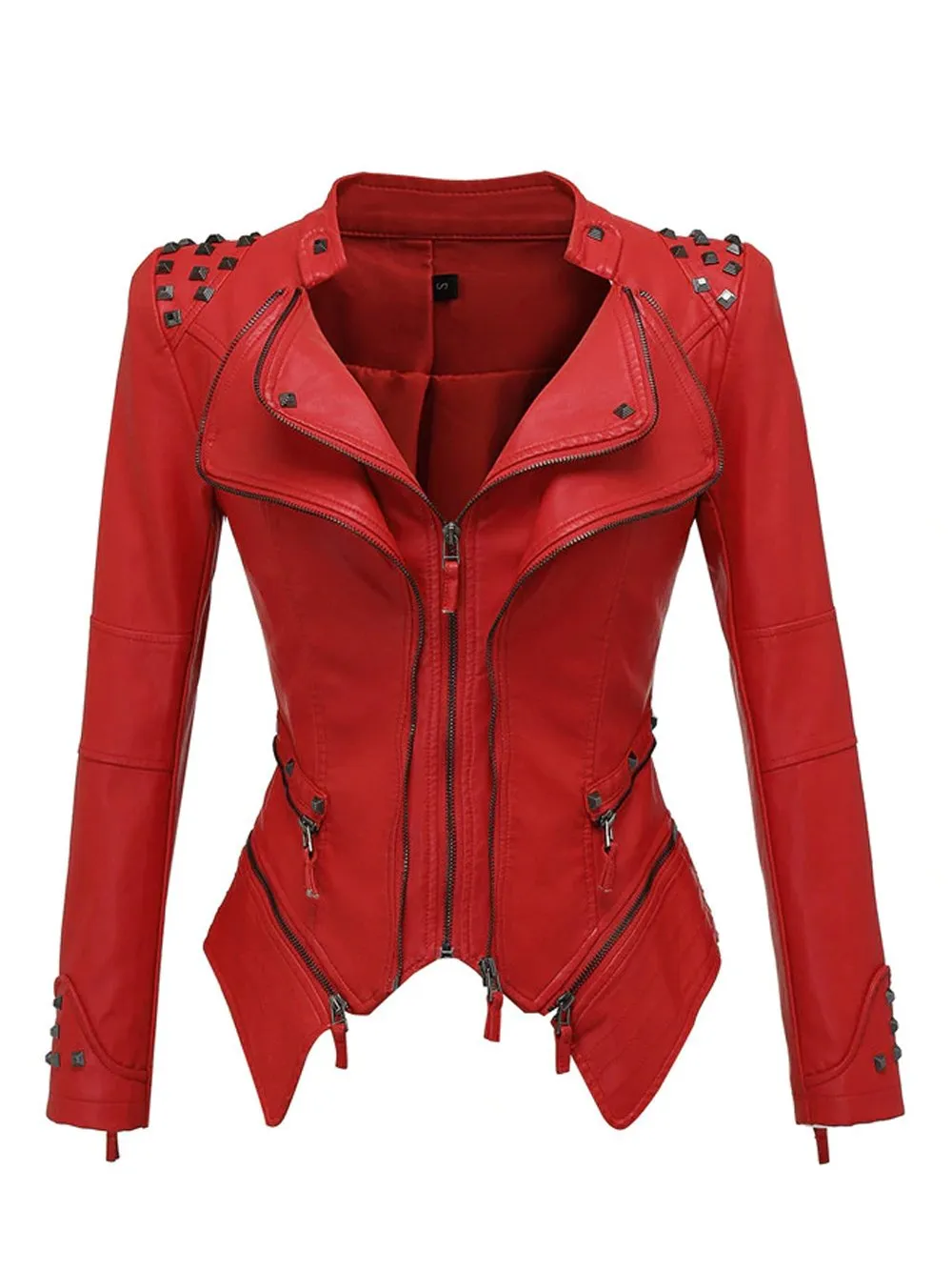 Rivet Zipper Leather Jacket