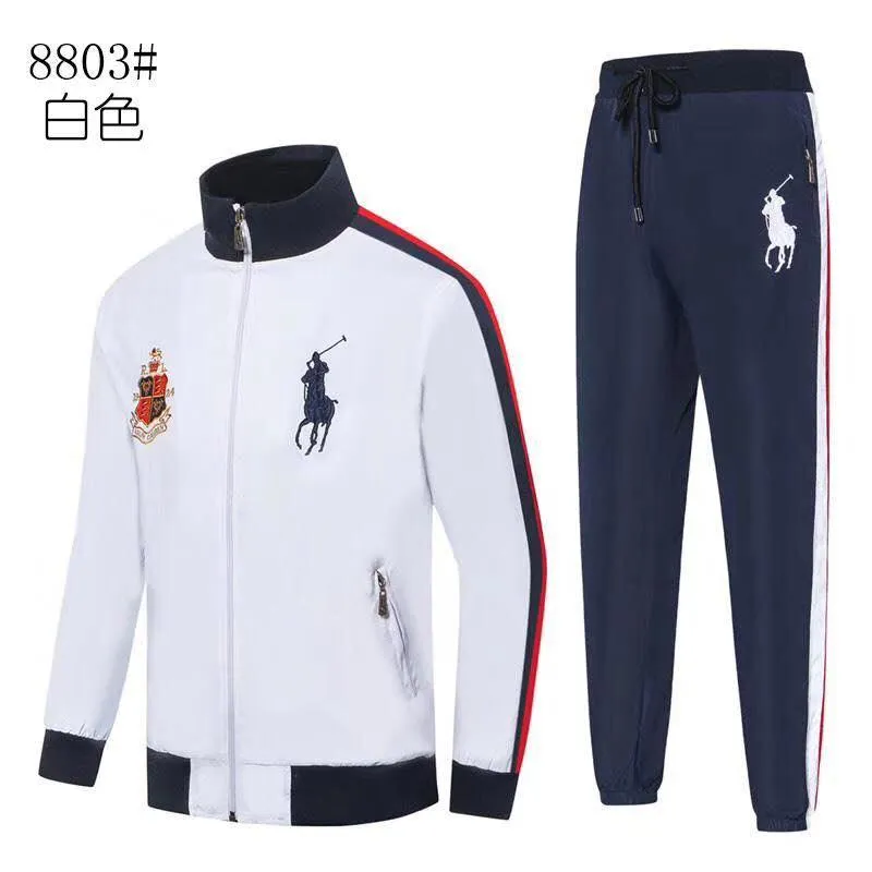 RL Fashionable Big Pony Tailored White/NavyBlue Track Suit