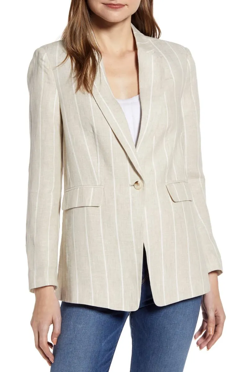 Sanctuary Clothing Eastport Stripe Linen Blazer