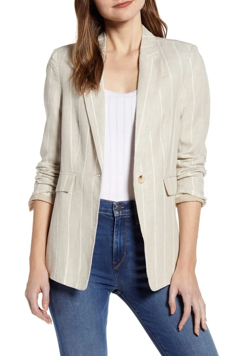 Sanctuary Clothing Eastport Stripe Linen Blazer