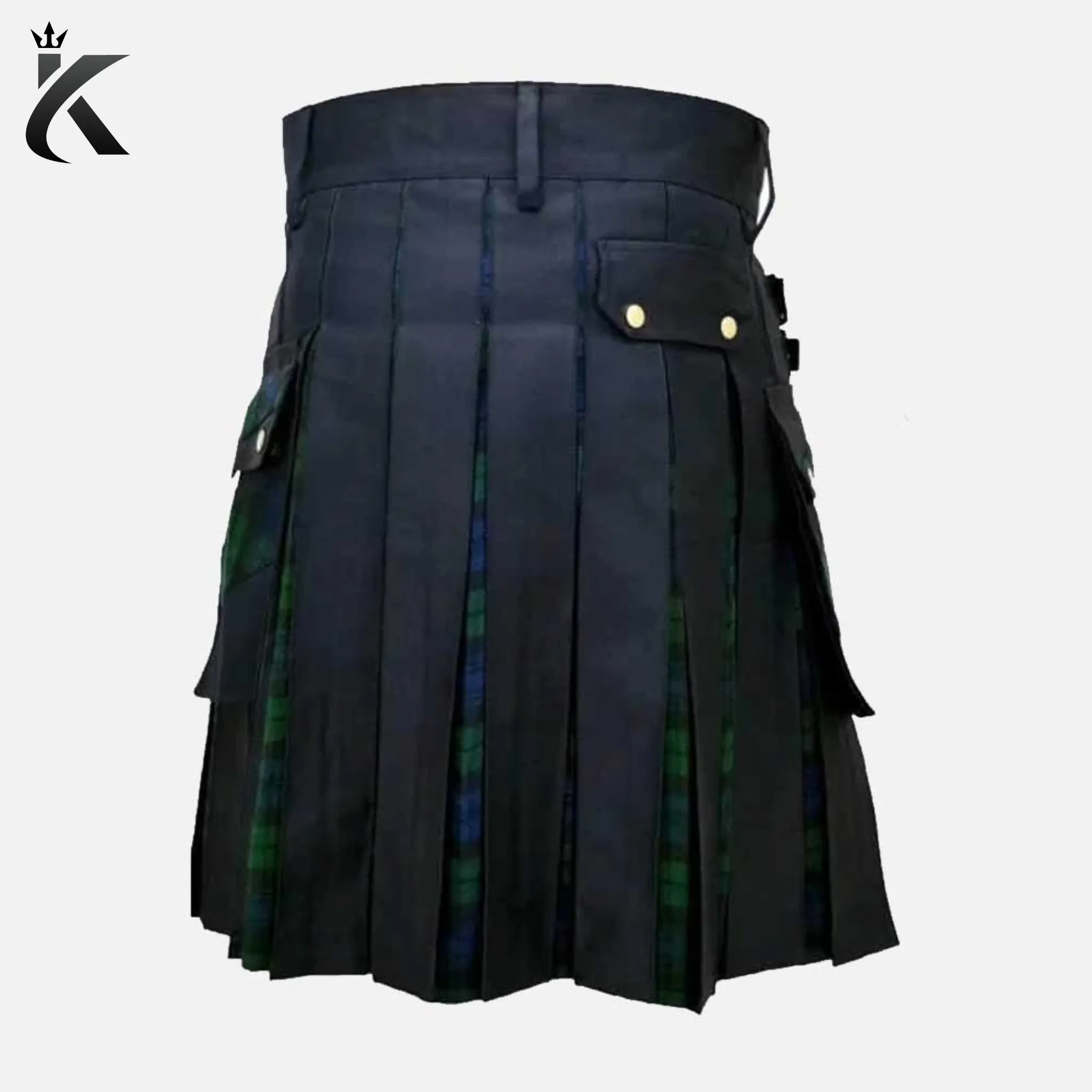 Scottish Hybrid Cross Stripes Black Watch Utility Kilt - Modern Style