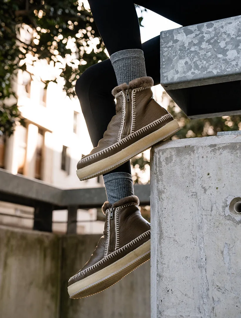 Setsu Crochet Ankle Boot Otter Leather Natural