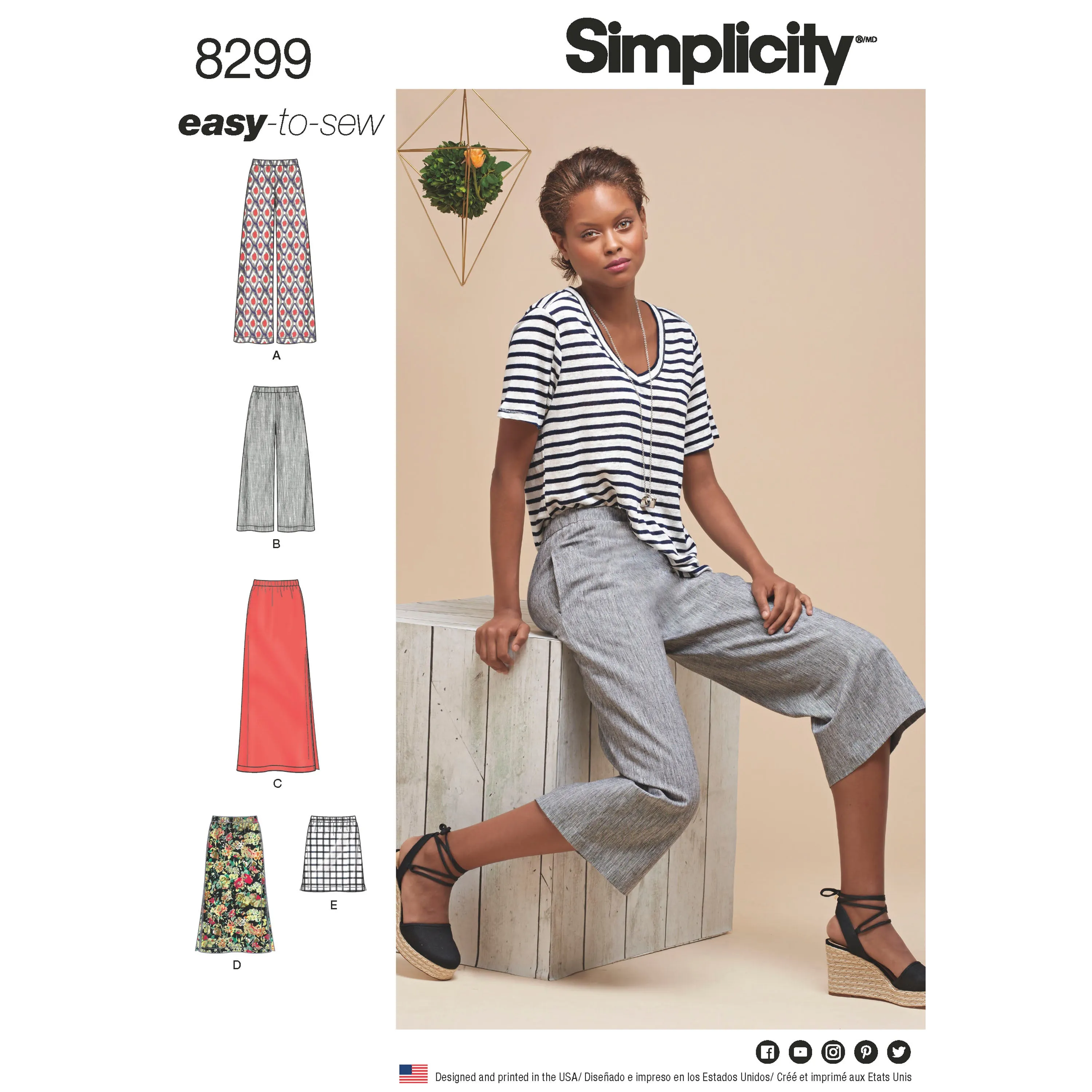 Simplicity Pattern 8299 Misses' Skirts or trousers in various lengths