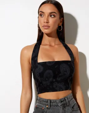 Sisia Crop Top in Persian Night Black