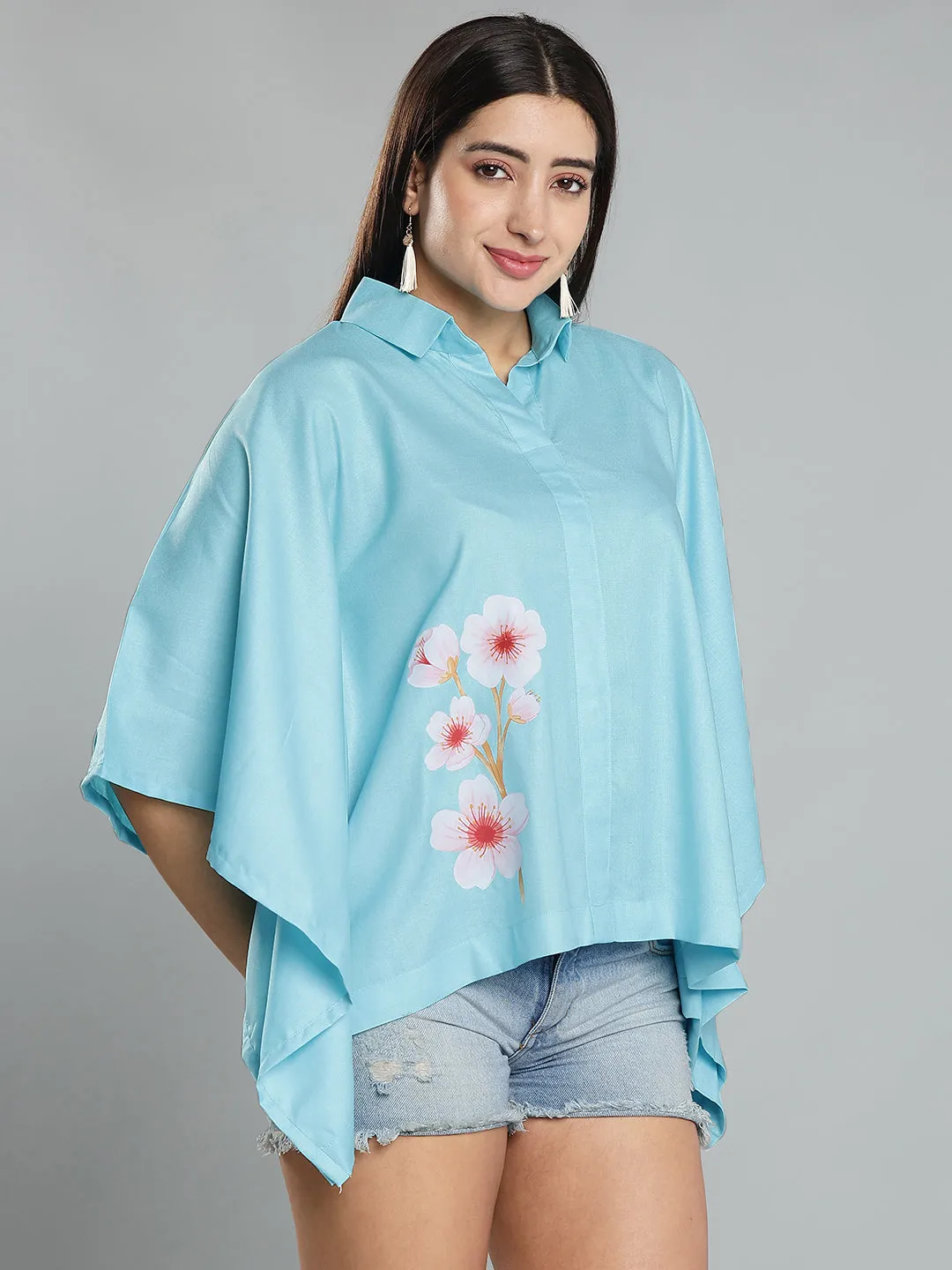 SkyBlue Kaftan Top - CherryBlossom