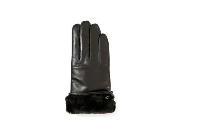 SL111 - LEATHTER UPPER Genuine Shearling Sheepskin GLOVE(NAPPA NAVY)