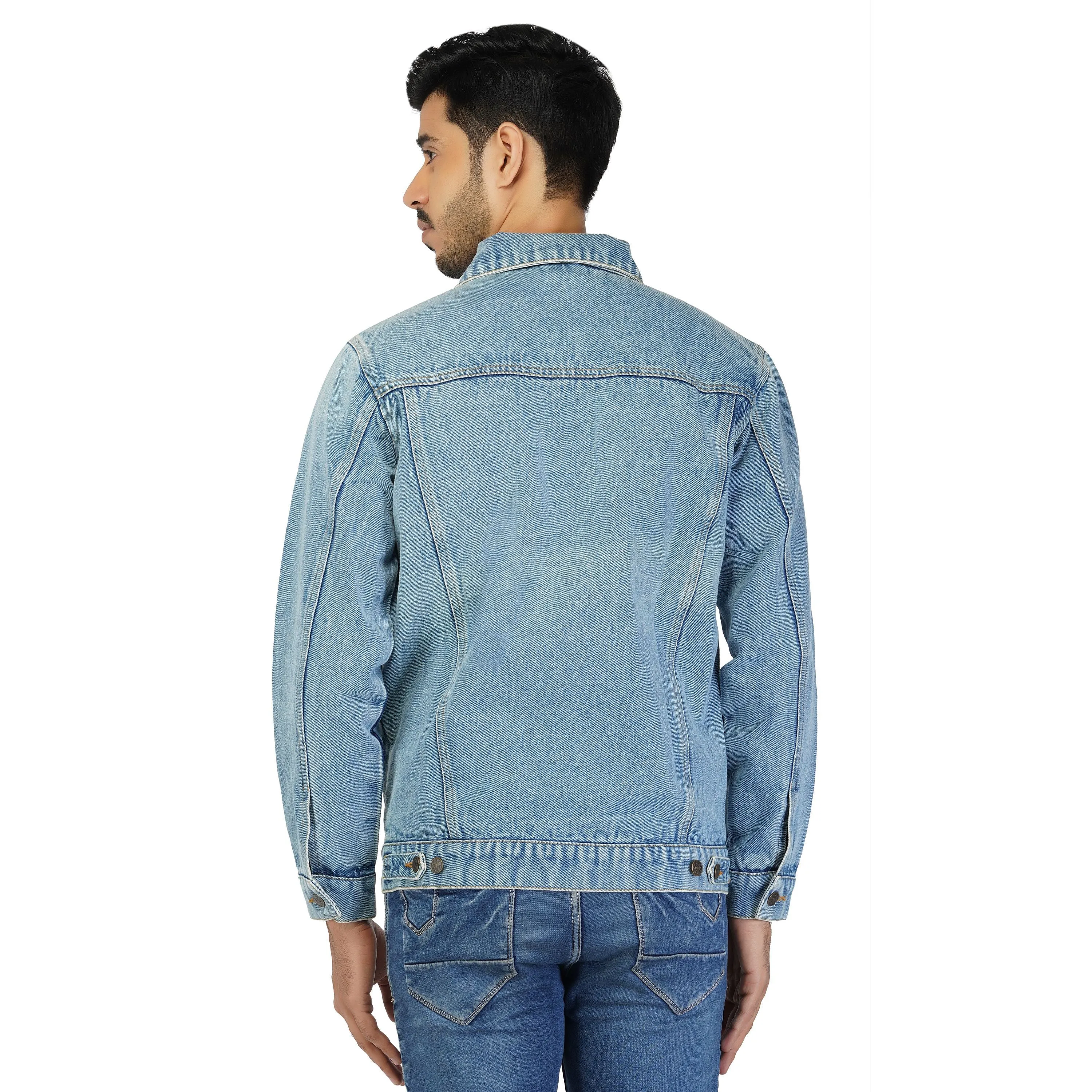 SLAY. Men's Acid Wash Vintage Denim Biker Jacket