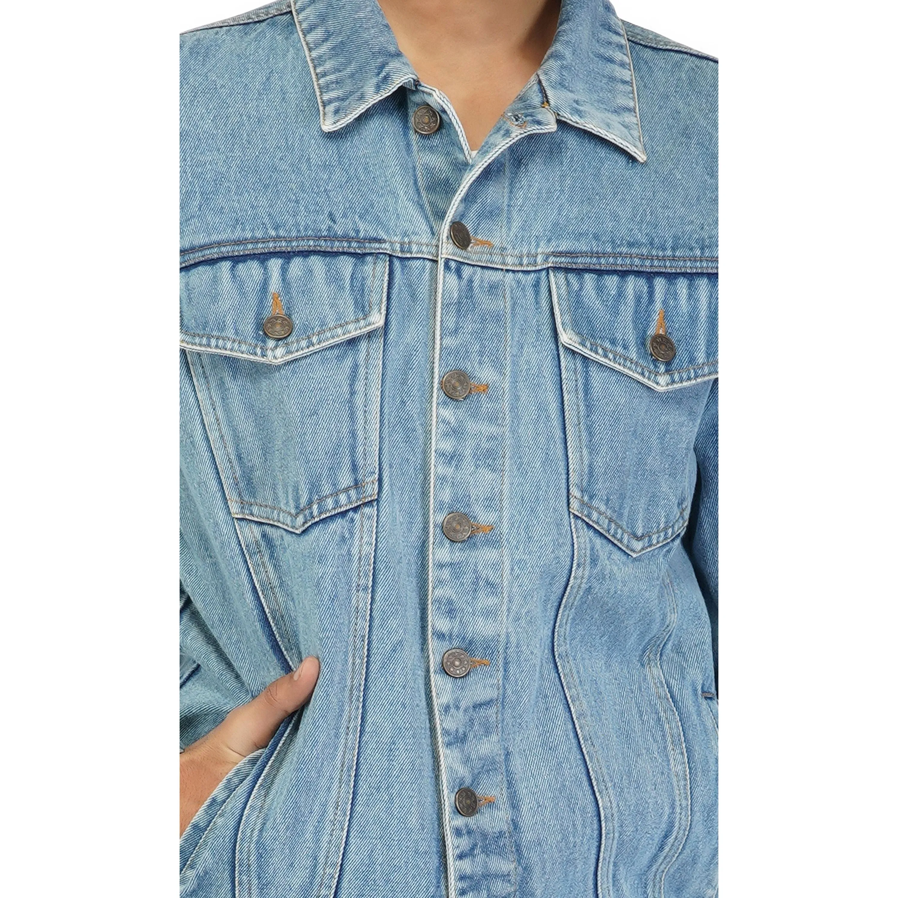 SLAY. Men's Acid Wash Vintage Denim Biker Jacket