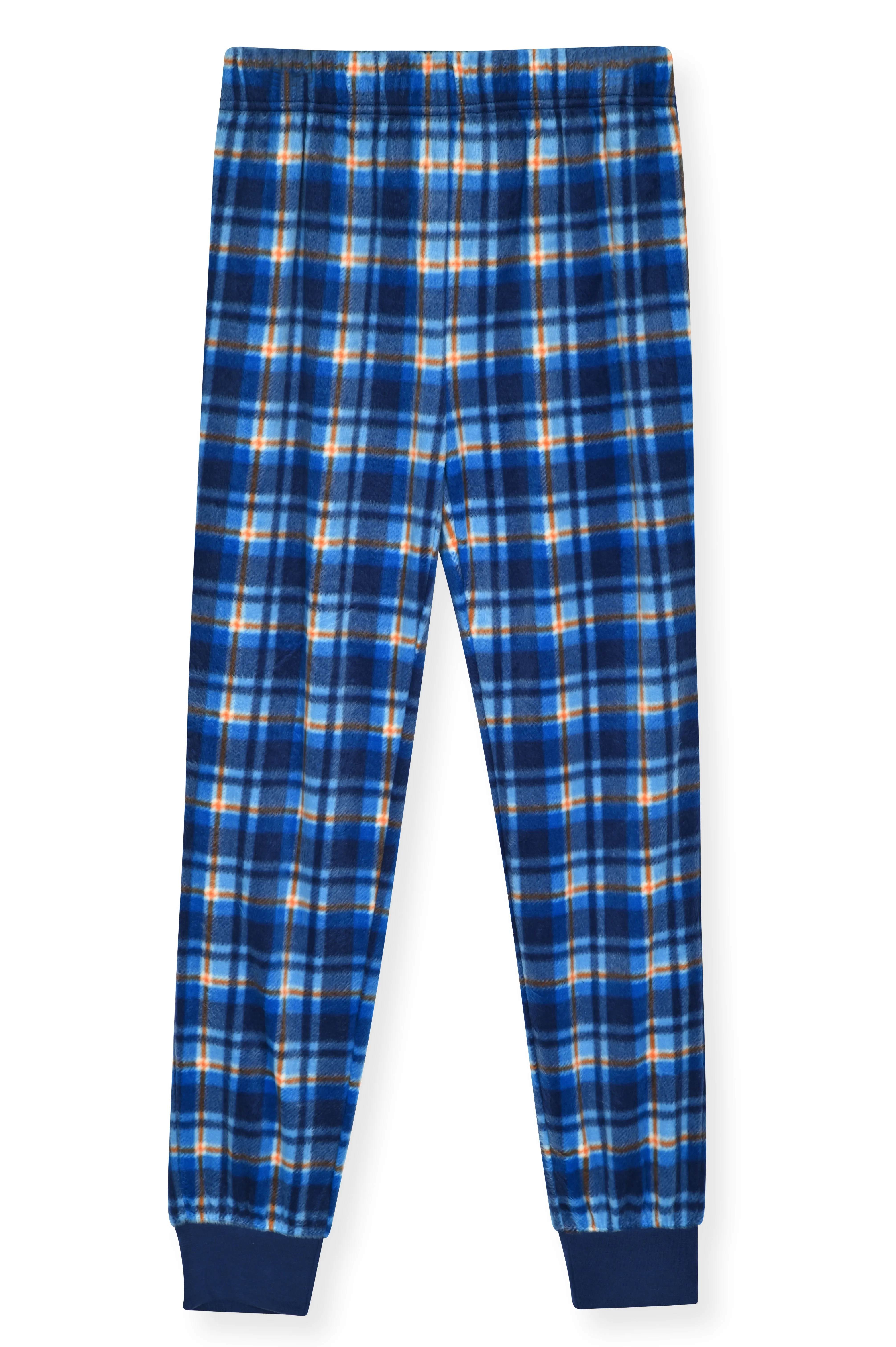 Sleep On It Boys 2-Piece Thermal & Minky Fleece Plaid Pajama Sets - Navy