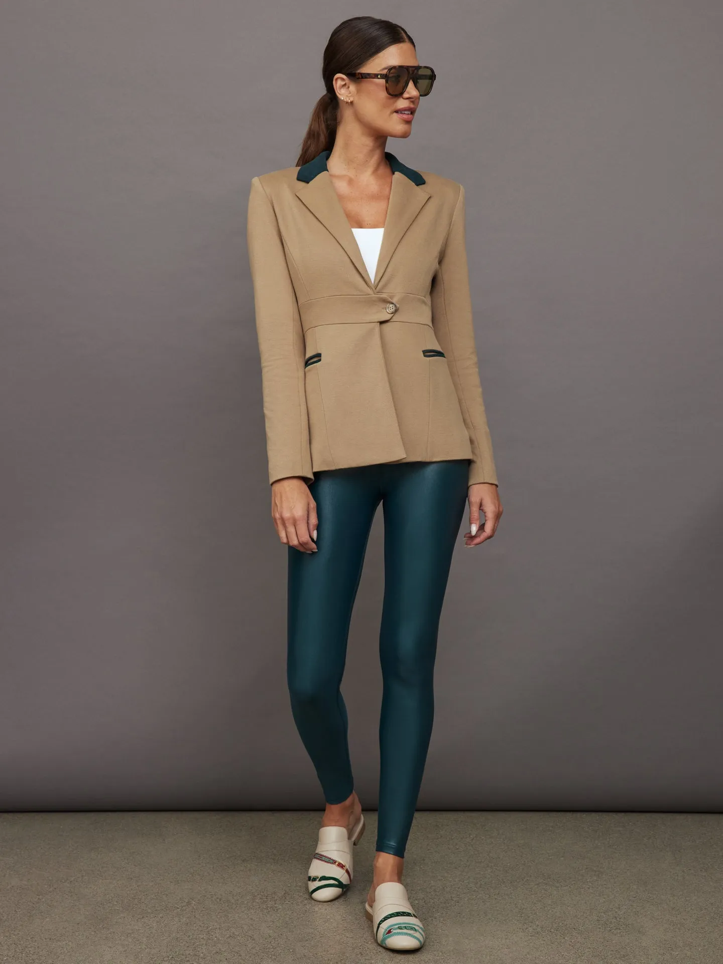 Slim Belted Blazer - Khaki / Ponderosa Pine