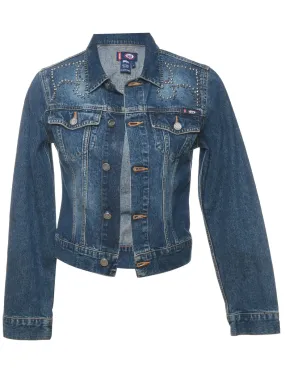 Sparkly 1990s Cropped Denim Jacket - S