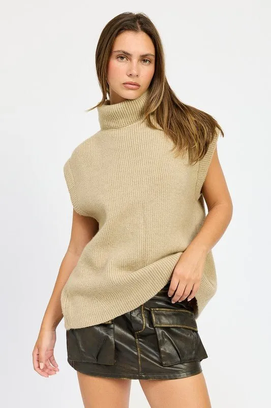 Split Back Turtleneck Top