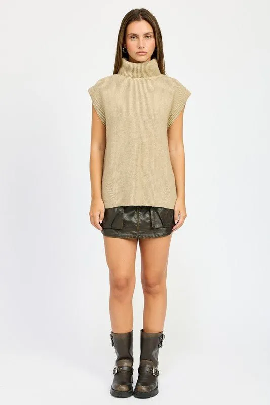 Split Back Turtleneck Top