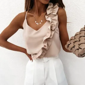 Summer Ruffle top backless with spagehetti strap