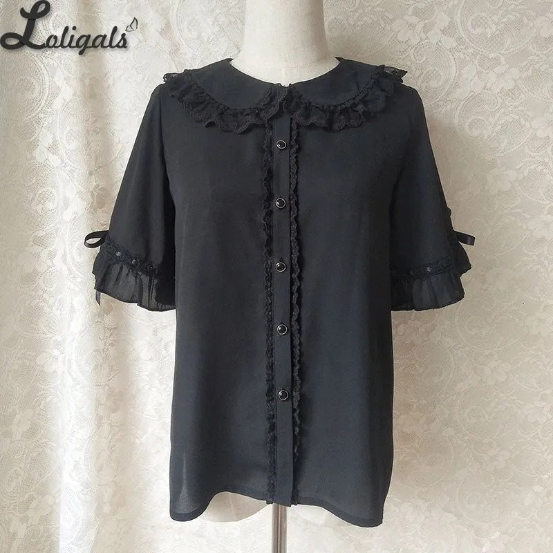 Sweet Peter Pan Collar Lolita Shirt Chiffon Top