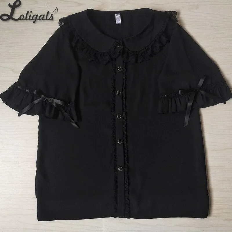 Sweet Peter Pan Collar Lolita Shirt Chiffon Top