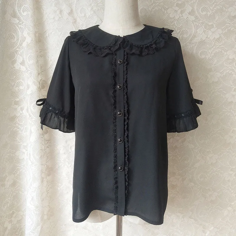 Sweet Peter Pan Collar Lolita Shirt Chiffon Top