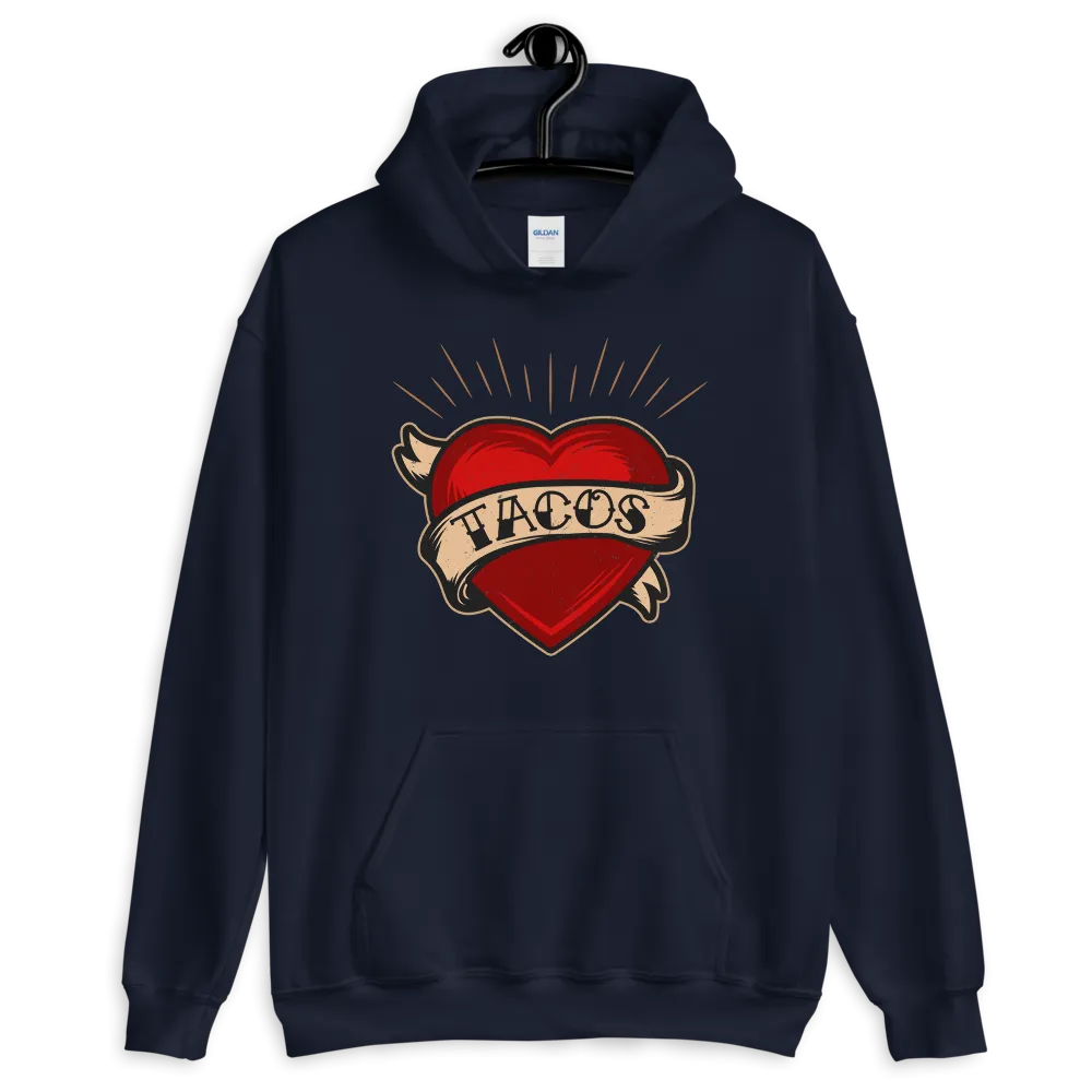 TACOS Heart Tattoo Pullover Hoodie