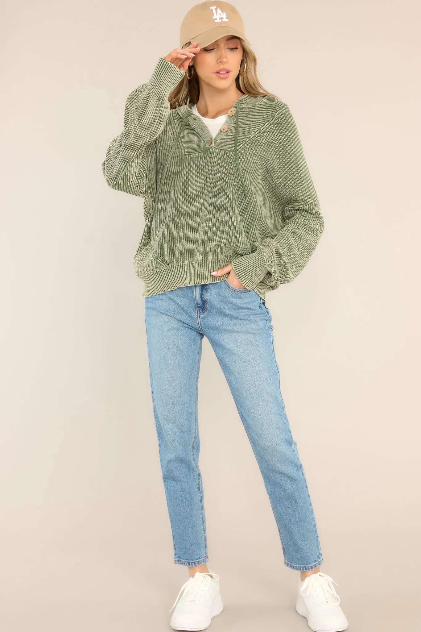 The Chill Olive Green Knitted Pullover