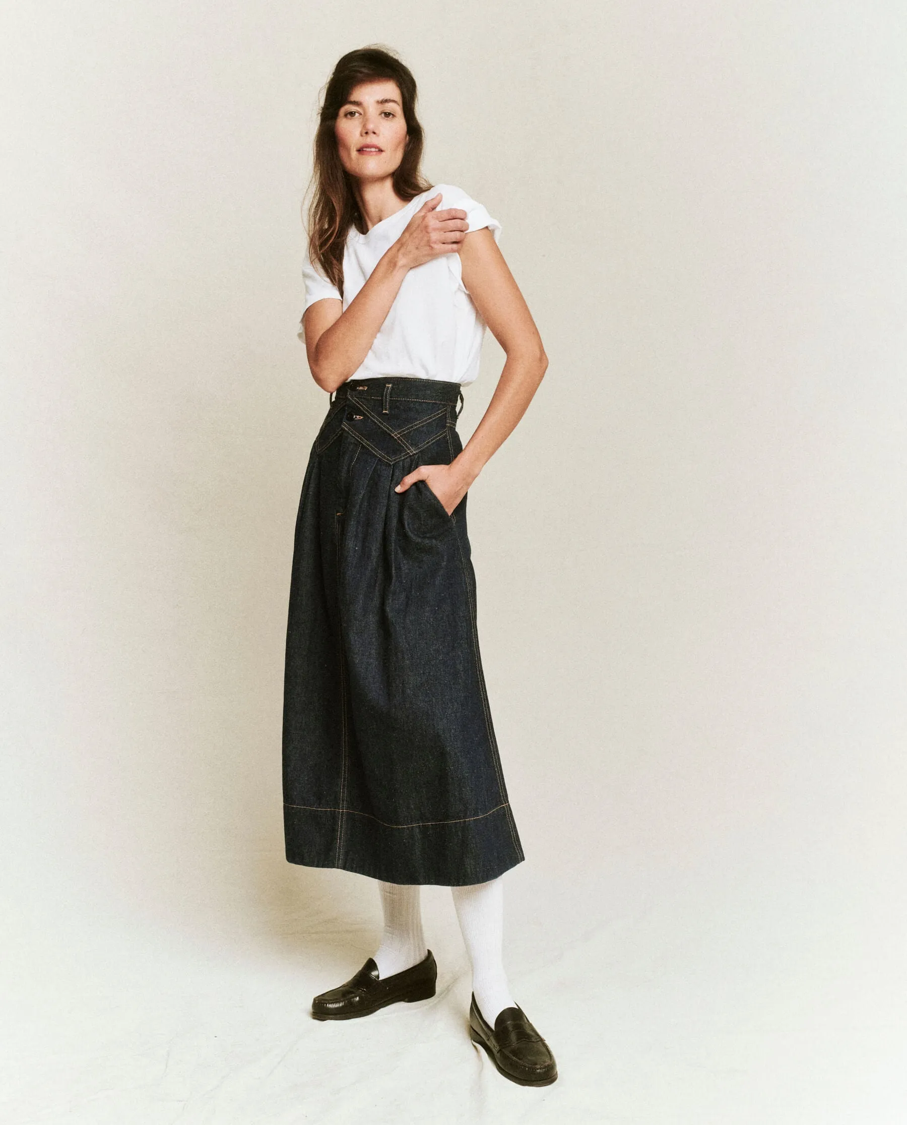 The Field Skirt in Dark Rinse Wash Denim