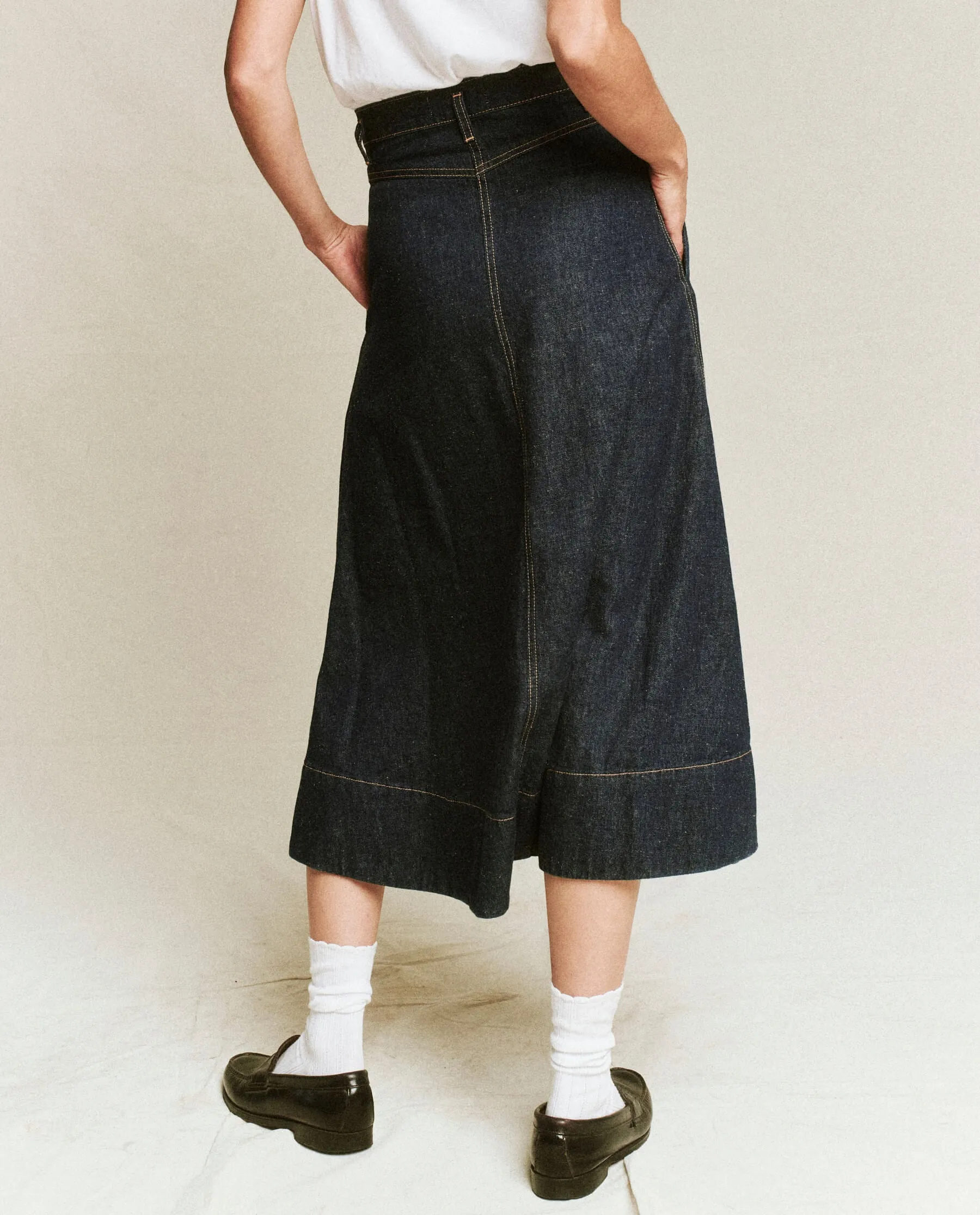 The Field Skirt in Dark Rinse Wash Denim