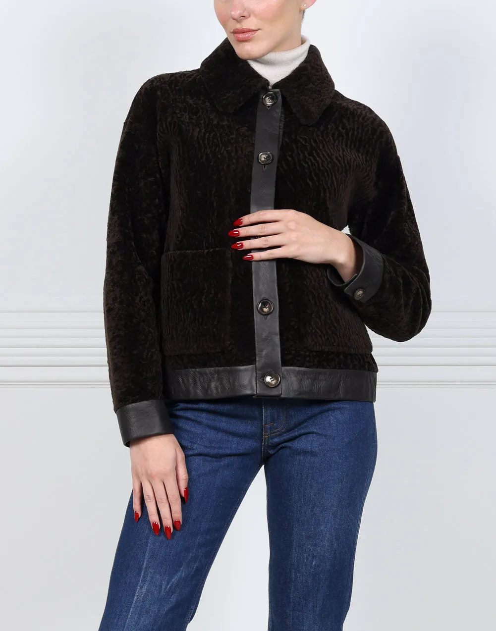 The Melina  Shearling Jacket with Leather Trim