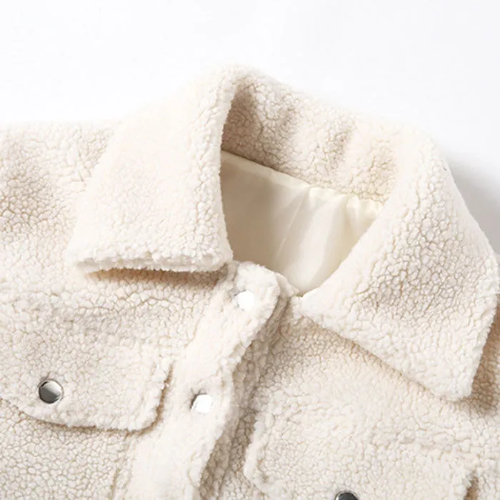 Thicker White Short Teddy Faux Fur Cropped Jacket Winter Coats