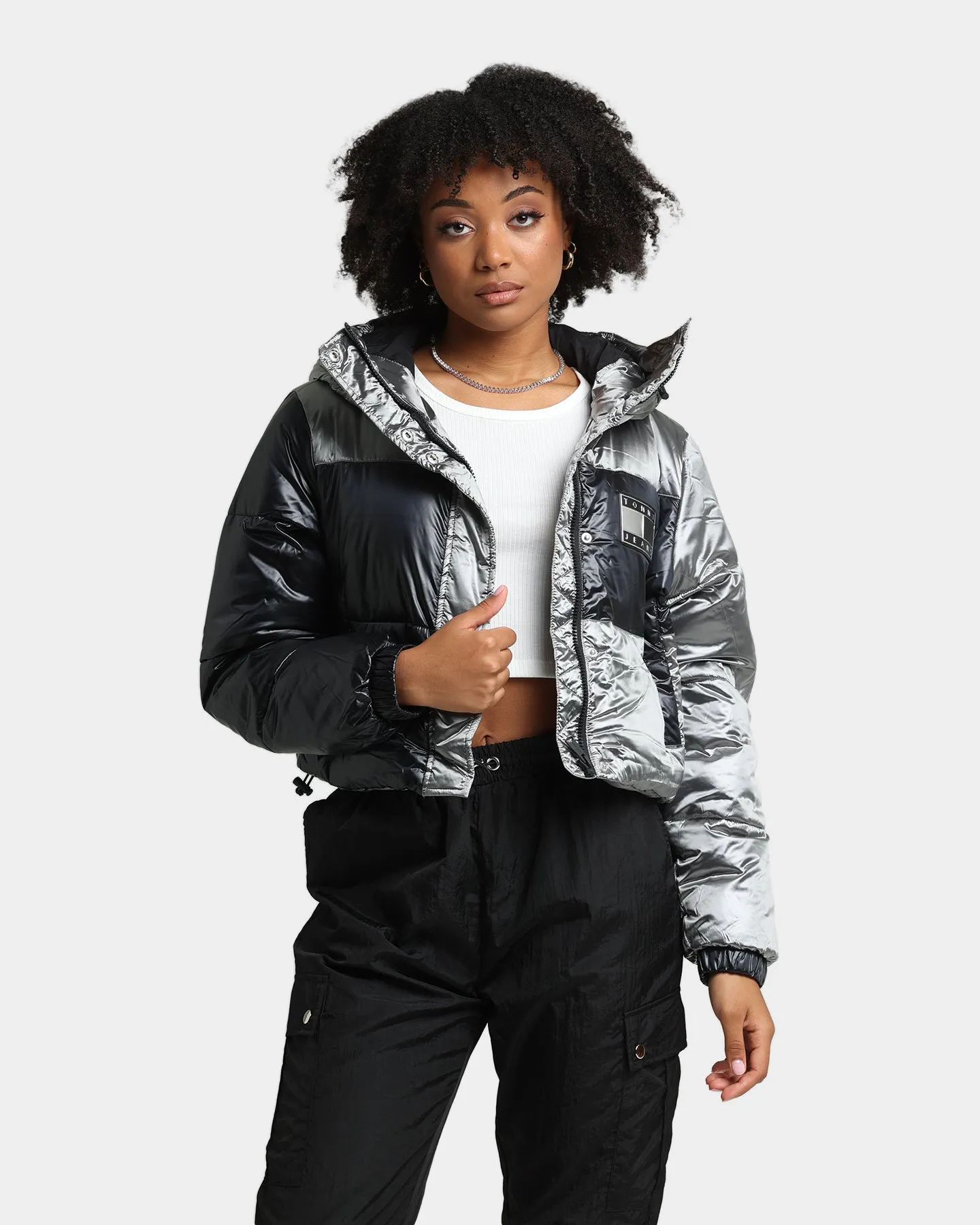 Tommy Jeans Women's Colourblock Puffer Jacket Silver