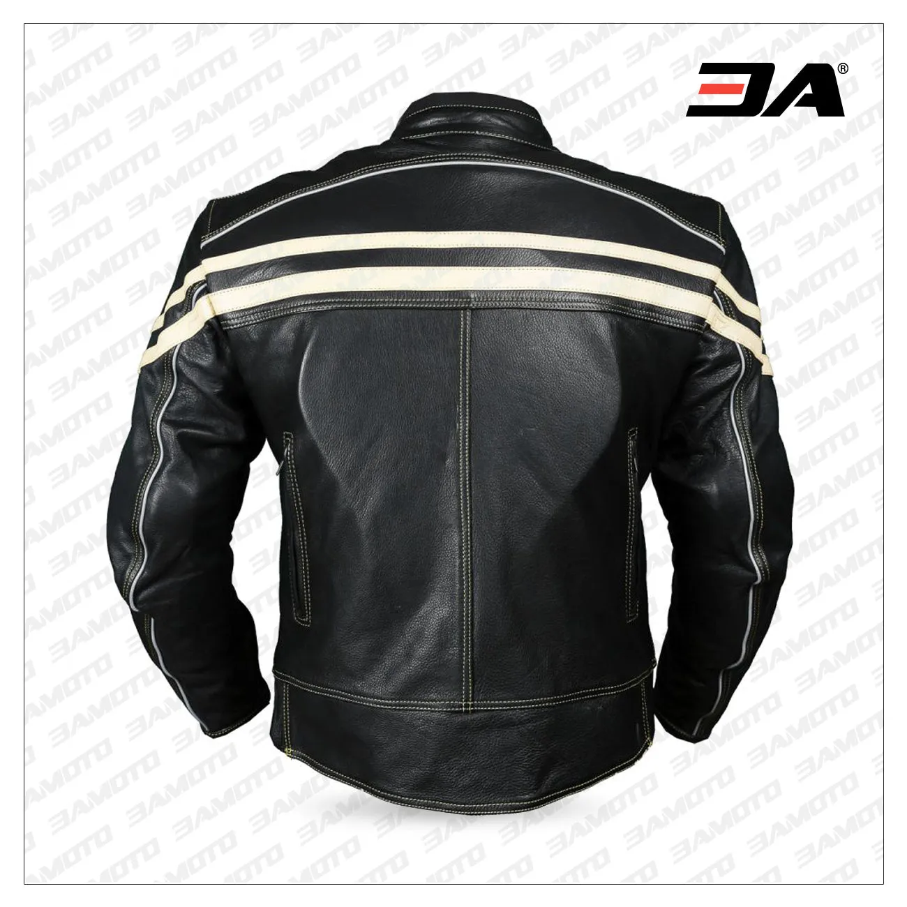 Track Motorcycle Leather Jacket Black/Beige