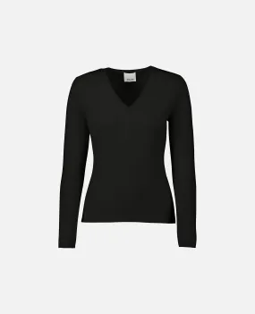 V-Pullover aus Cashmere in Schwarz