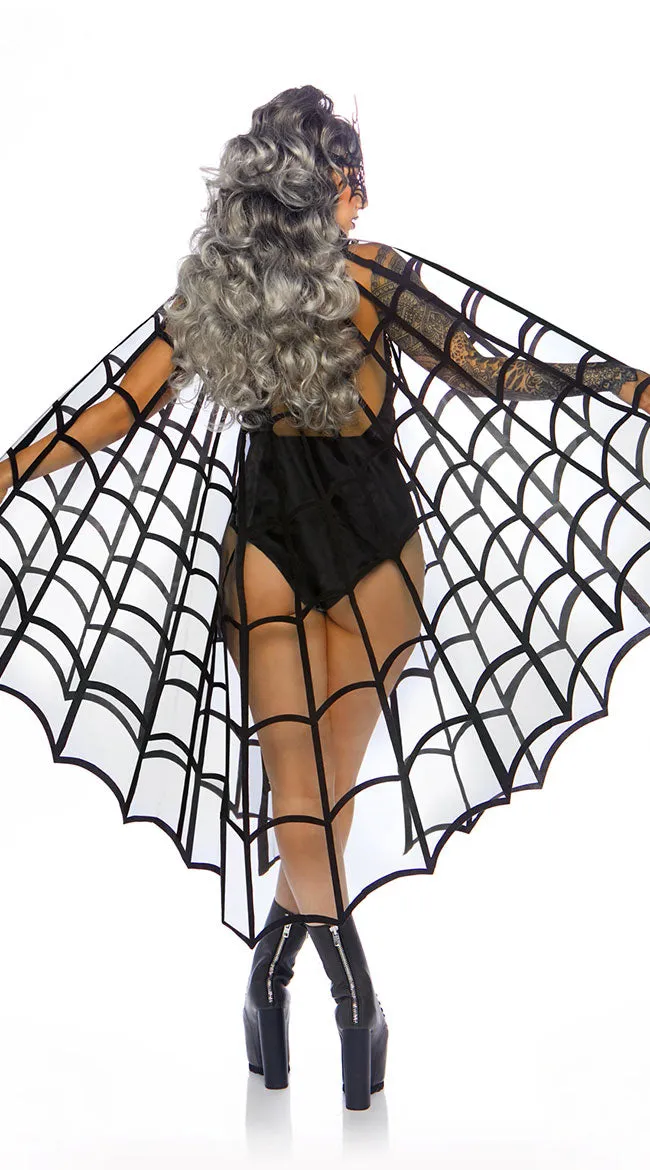 Velvet Flocked Web Cape