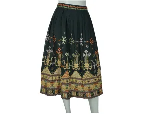 Vintage 1970s Indian Skirt Banjara Embroidered w Shisha Mirror Embroidery Size M