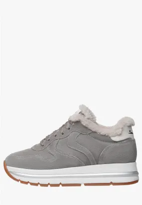 Voile Blanche - Maran Fur Lined Sneaker in Suede Grey