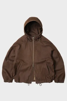 Washed Denim Hooded Parka - Brown