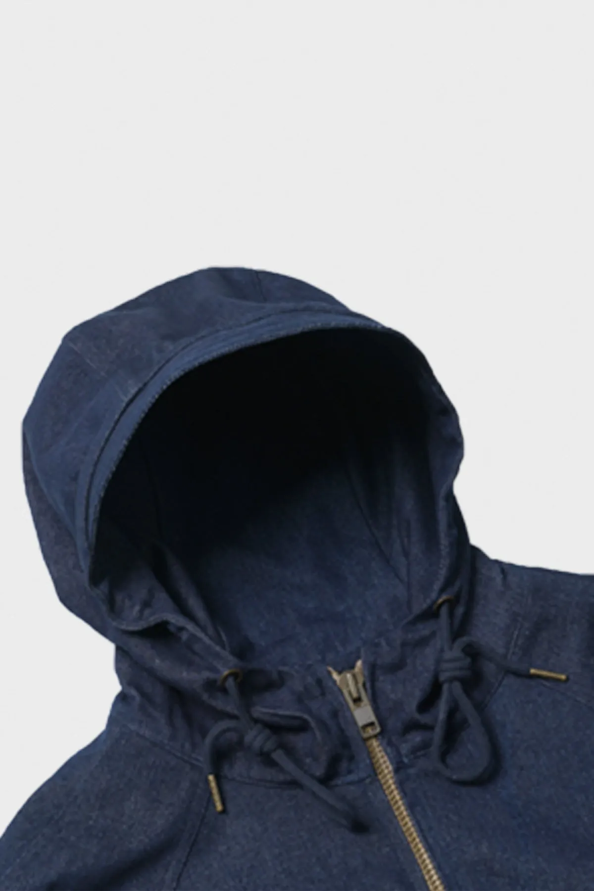 Washed Denim Hooded Parka - Indigo