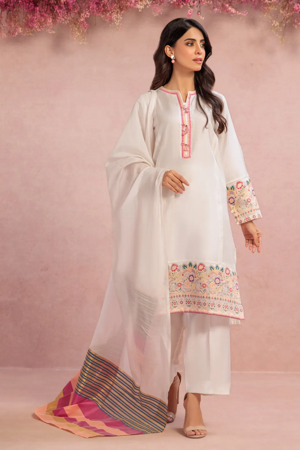 WHITE-RAW SILK-3 PIECE (BPS2243P01)