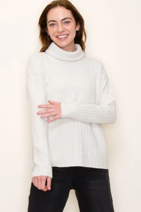 Wide Ribbed Turtleneck Sweater