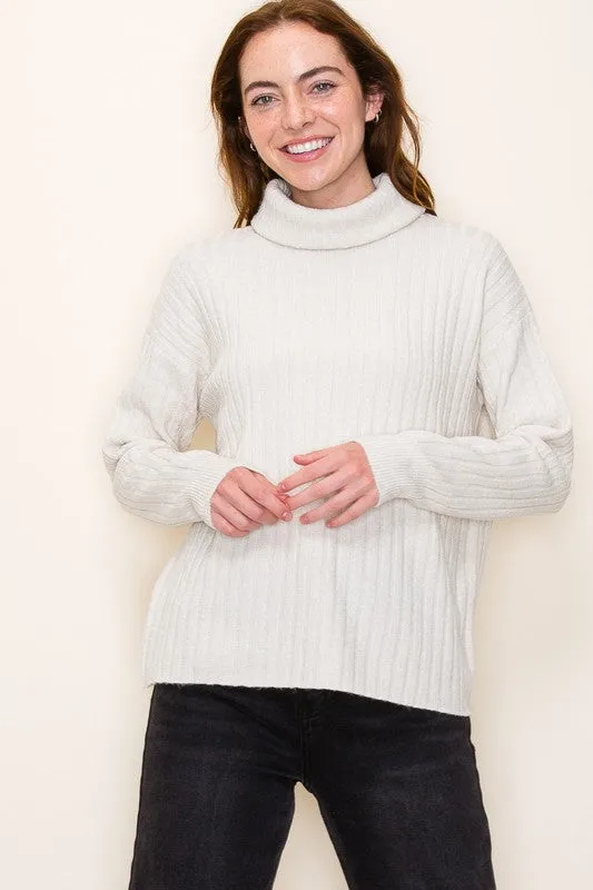 Wide Ribbed Turtleneck Sweater