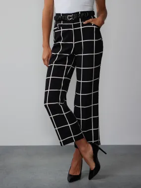 Windowpane Check Straight Leg Pant