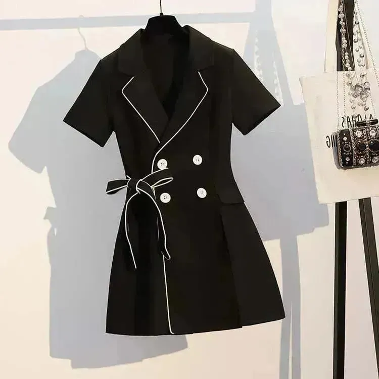 Women Casual Black two-piece Skirt suit