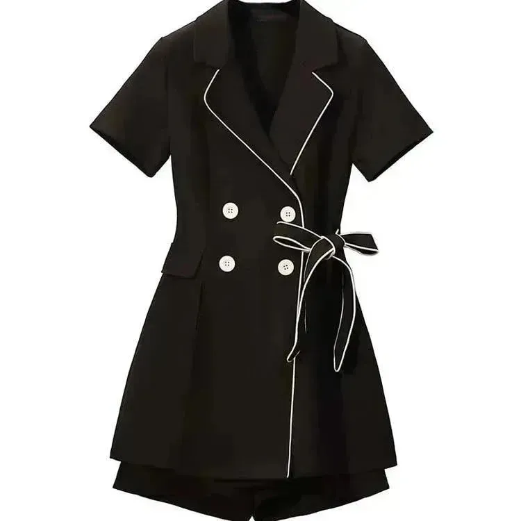 Women Casual Black two-piece Skirt suit