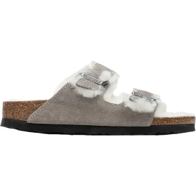 Women's Birkenstock Arizona Shearling Stone Coin/Natural Suede