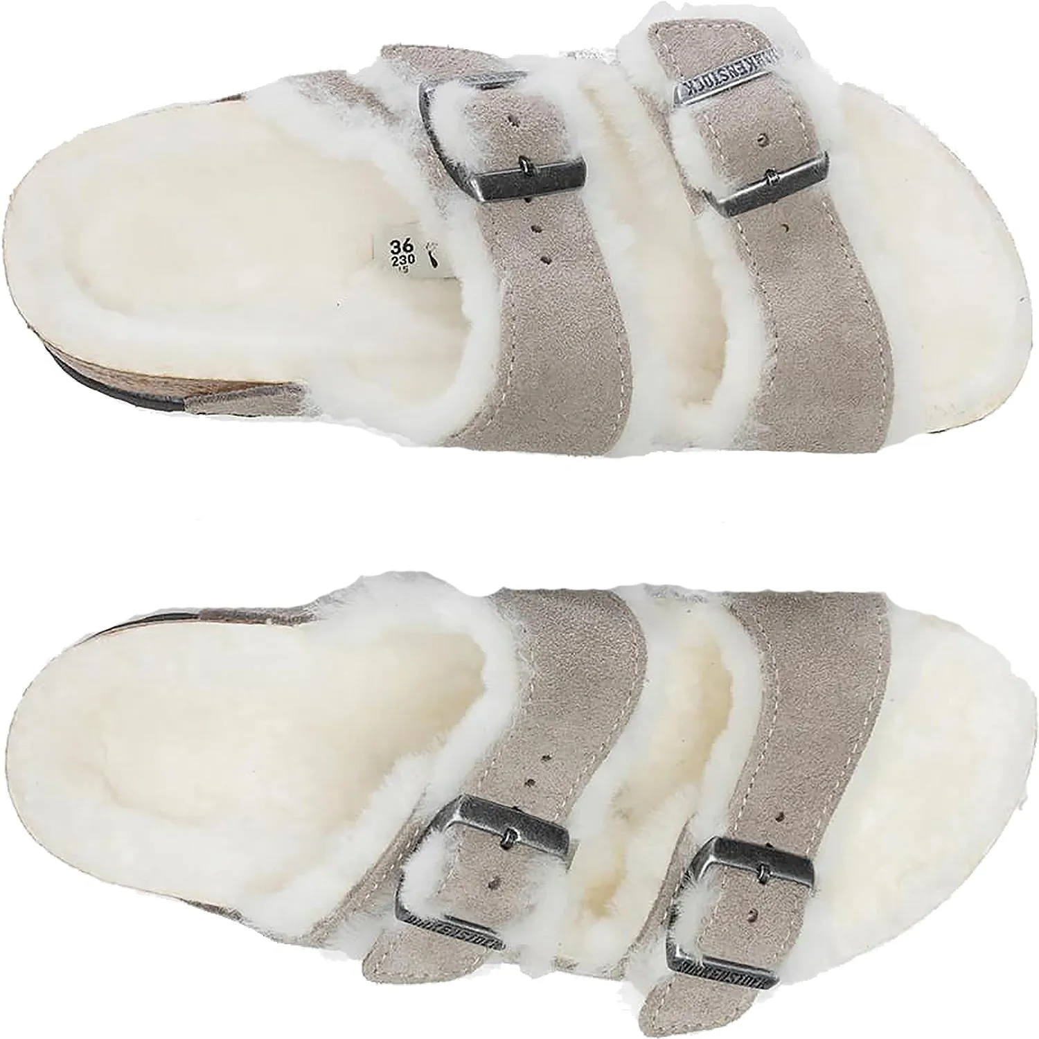 Women's Birkenstock Arizona Shearling Stone Coin/Natural Suede