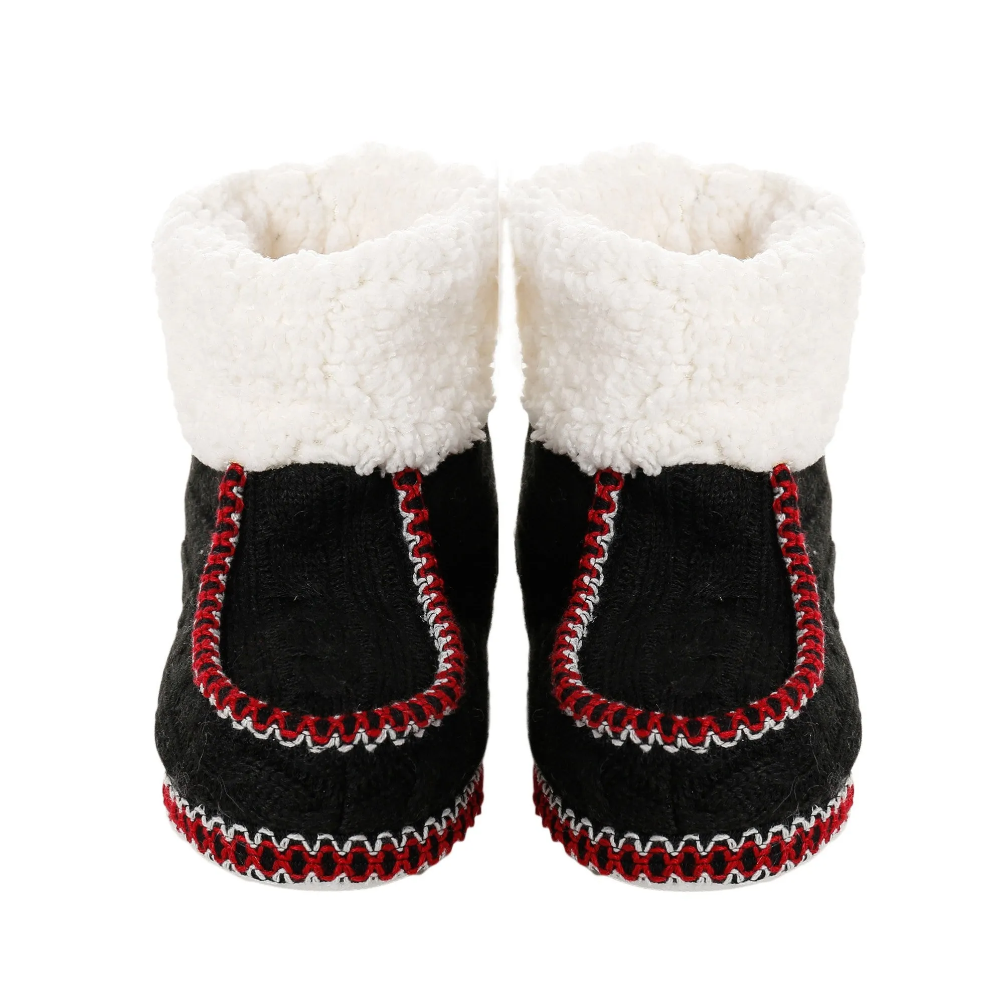 Women's Cable Knit Boot Moccasin Slipper