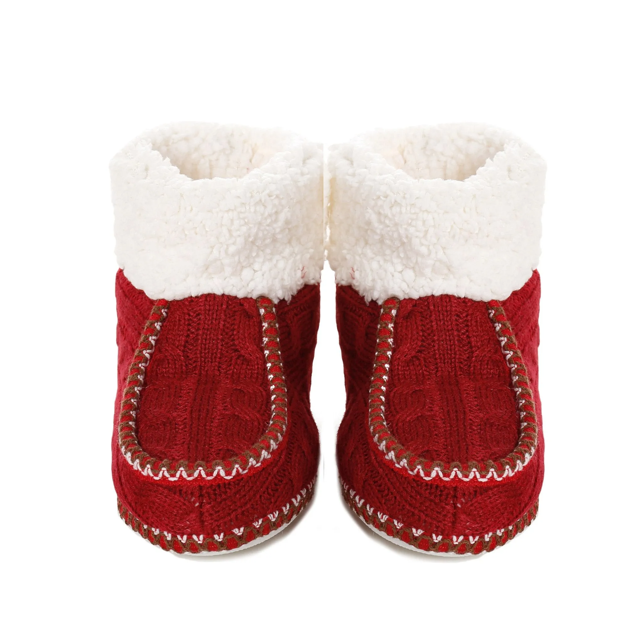 Women's Cable Knit Boot Moccasin Slipper