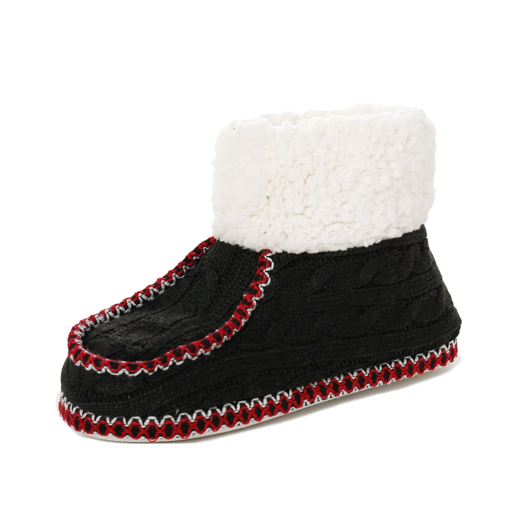 Women's Cable Knit Boot Moccasin Slipper