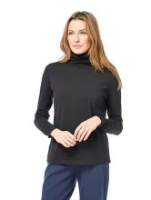 Women's Habitat | Ruched Pima Cotton Turtleneck Sweater | Black