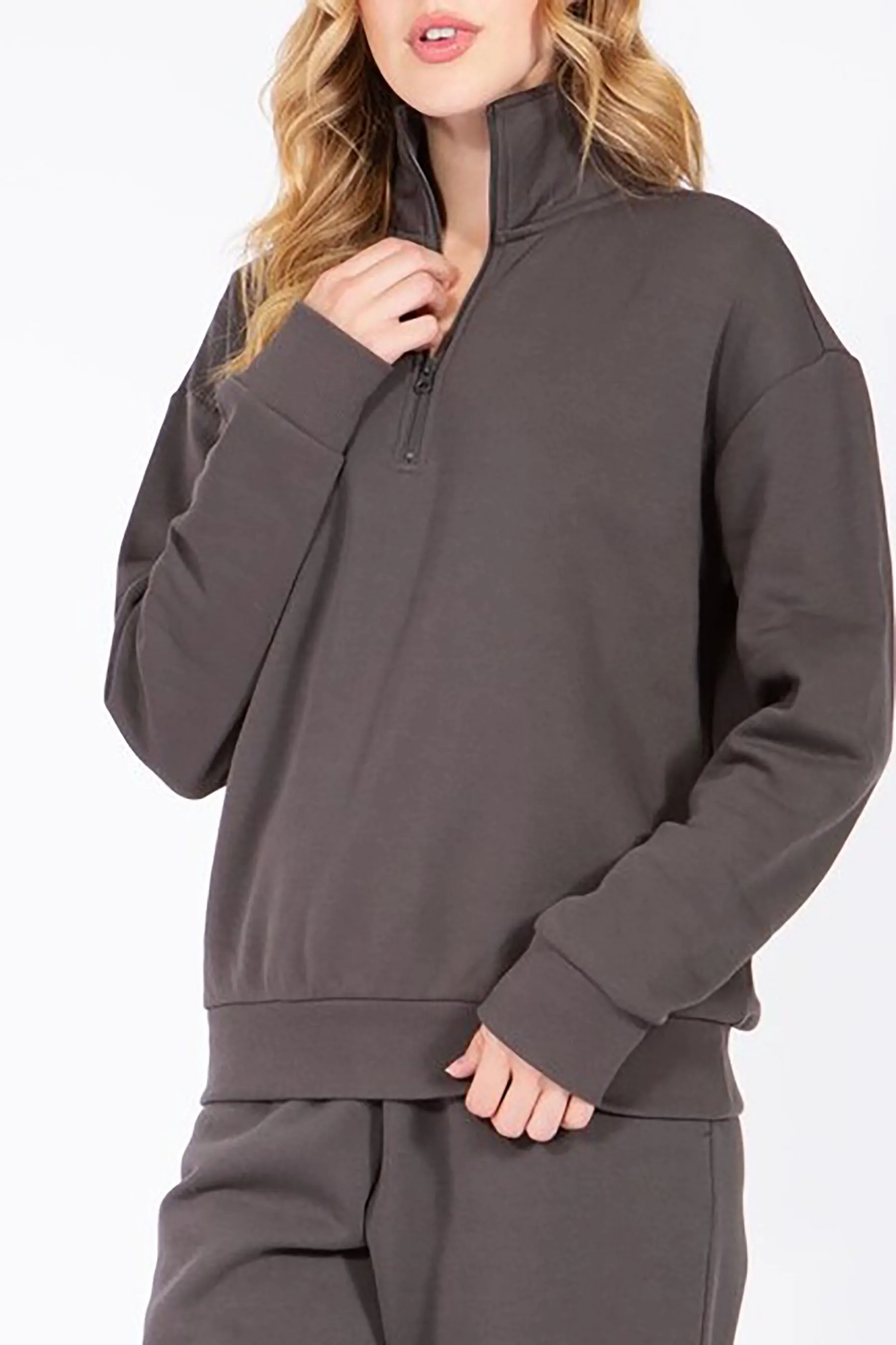 Women's Quarter Zip Fleece Pullover Sweatshirt