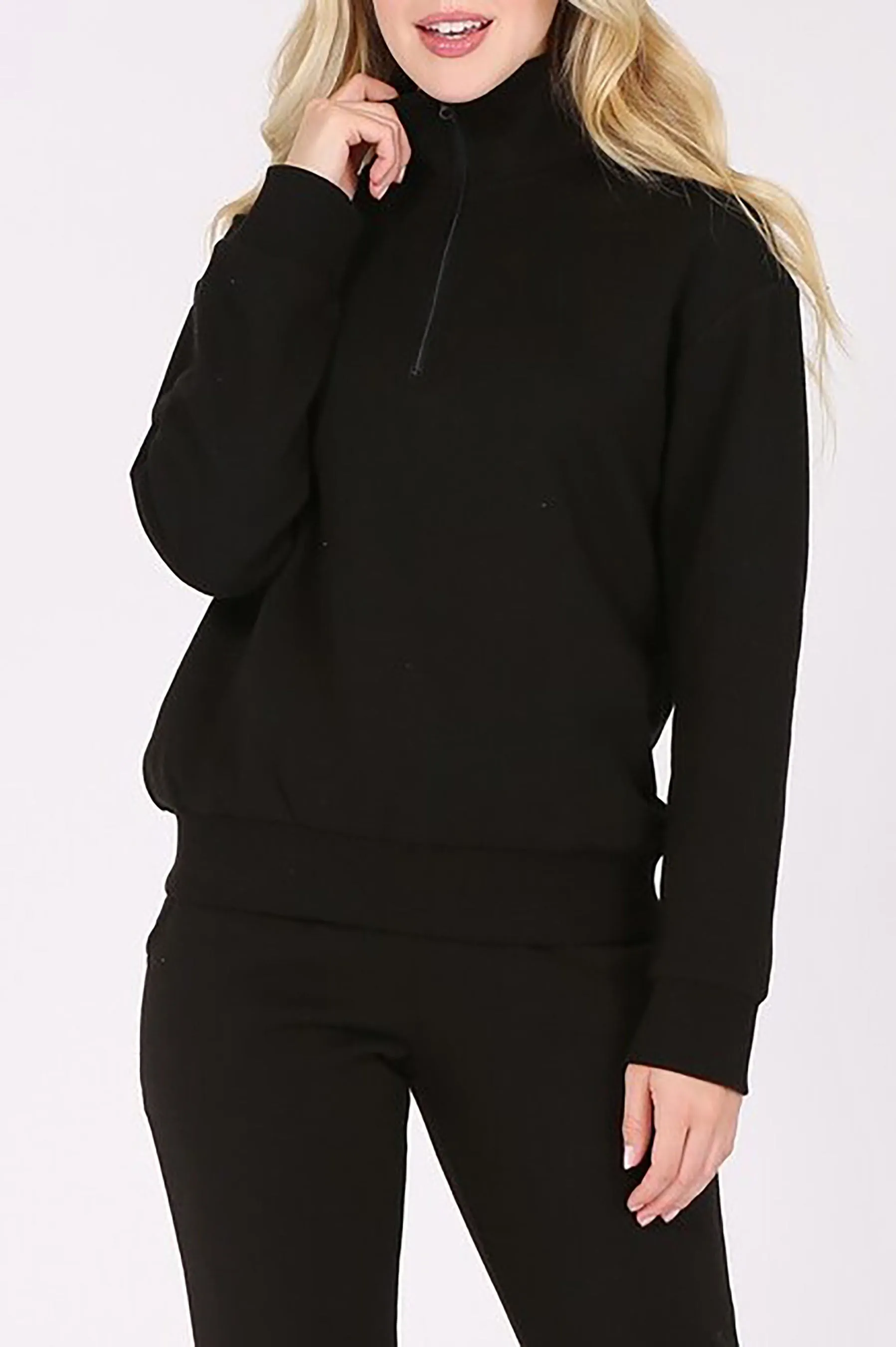 Women's Quarter Zip Fleece Pullover Sweatshirt