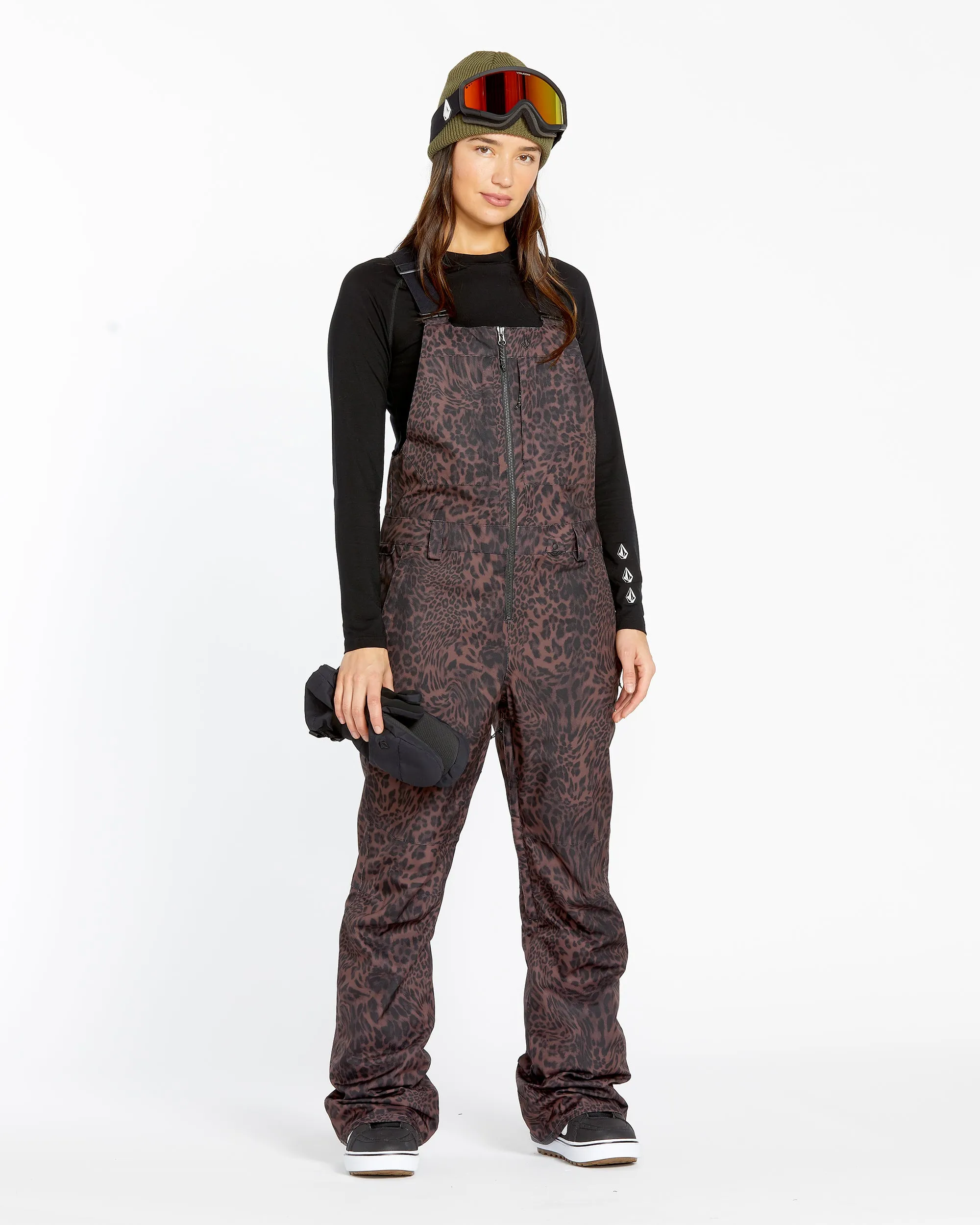 Womens Swift Bib Overalls - Leopard